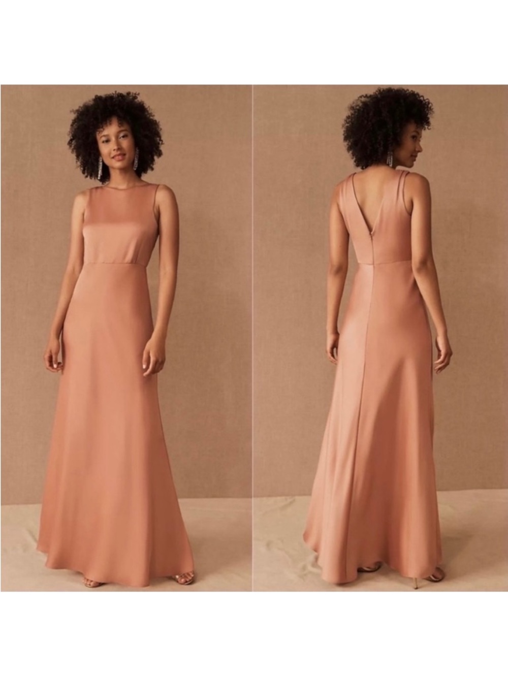 Sachin Babi BHLDN Dress Beckett Maxi Gown Satin Bridesmaids Wedding Sedona Sz 10